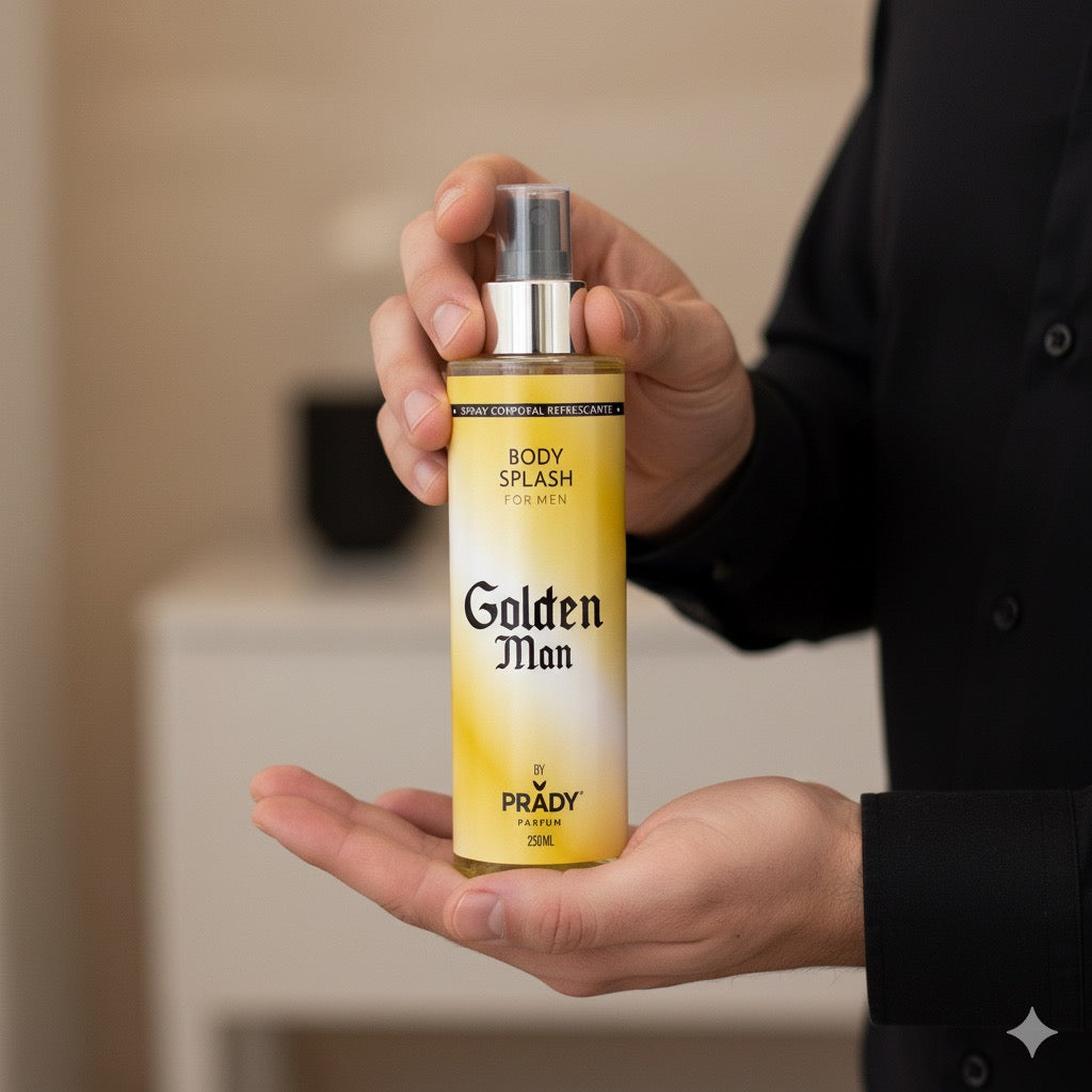 Brume corps et cheveux 250ml – Golden Man – parfum masculin intense et élégant longue tenue